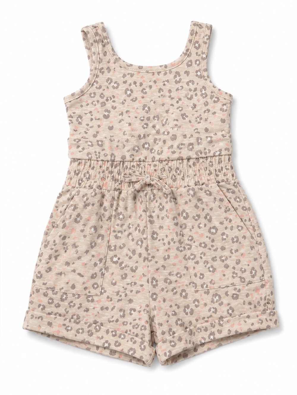 BearPaw Light Beige & Pink Leopard Print Sleeveless Romper